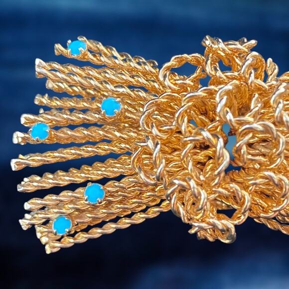 Fabulous Vintage Signed Ciro Brooch Individually Braided & Tied W/ Turqu… - Picture 5 of 7